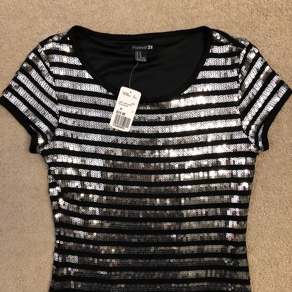 Forever 21 Dress Black with Silver Sequins - Picture 2 of 5